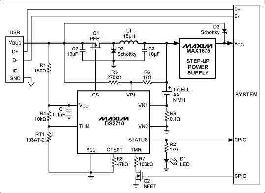 圖12. USB供電的單節(jié)NiMH電池開關(guān)模式充電器