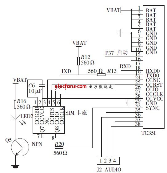 圖4 TC35I 模塊電路連接圖