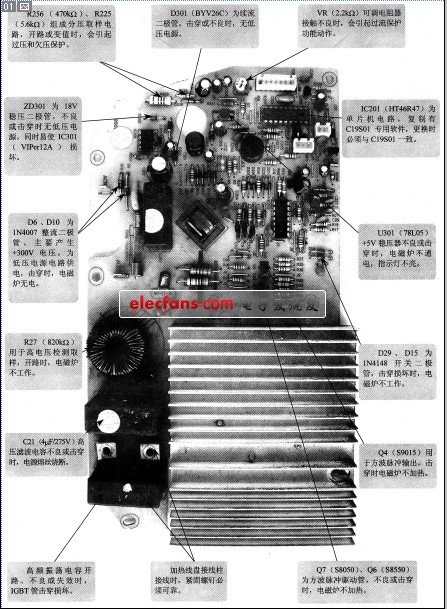  蘇泊爾C19S01 電磁爐主板元器件實物圖