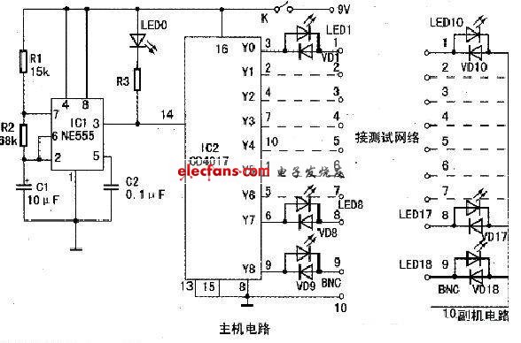 CD4017檢測電路原理圖