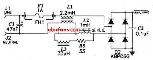 圖6 輸入EM I濾波器及阻尼網絡