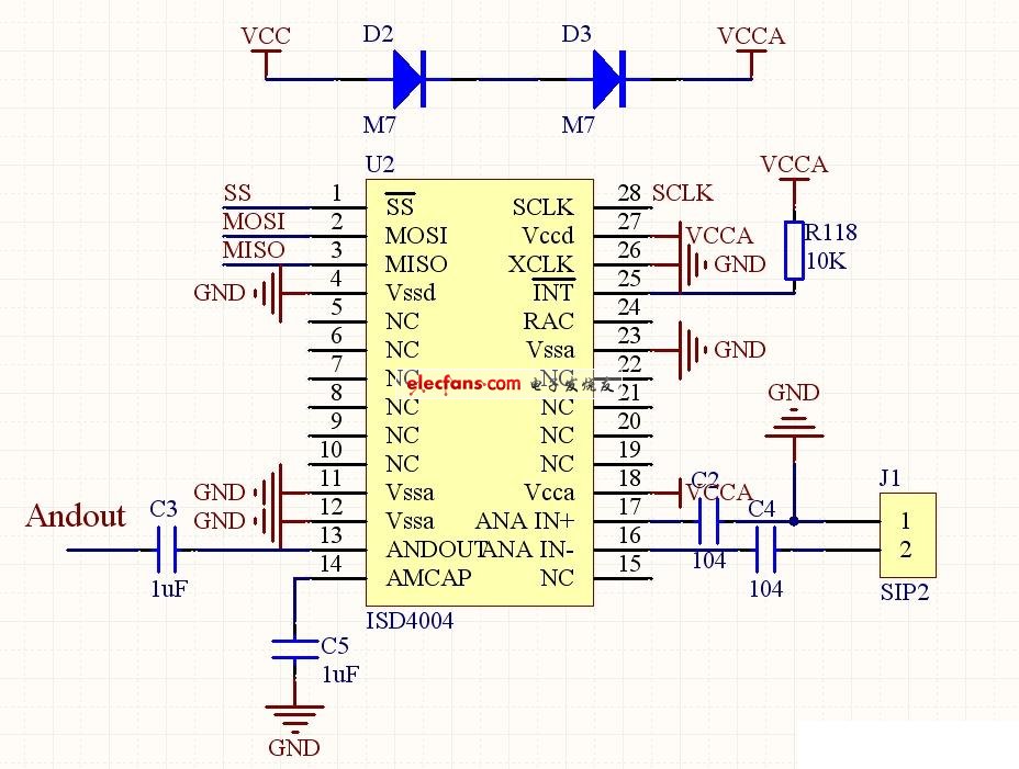 ISD4004應(yīng)用電路