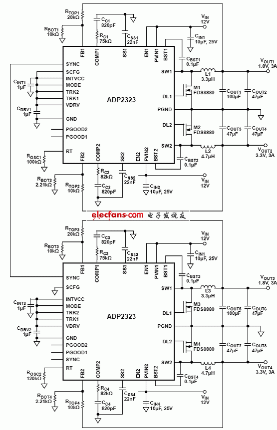 ADP2323同步90度相移應(yīng)用電路圖