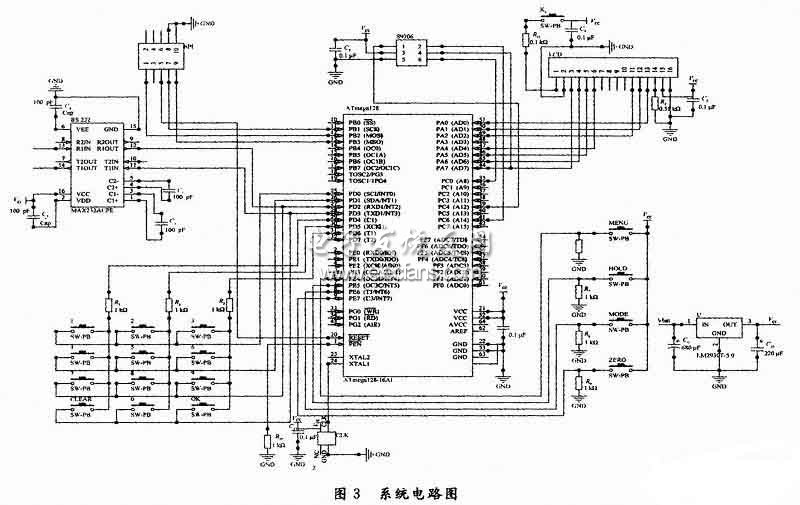 嵌入式激光顯示手持式測量儀電路圖