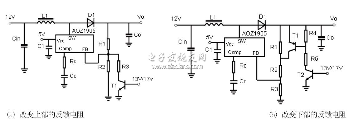 調(diào)節(jié)不同的輸出電壓電路