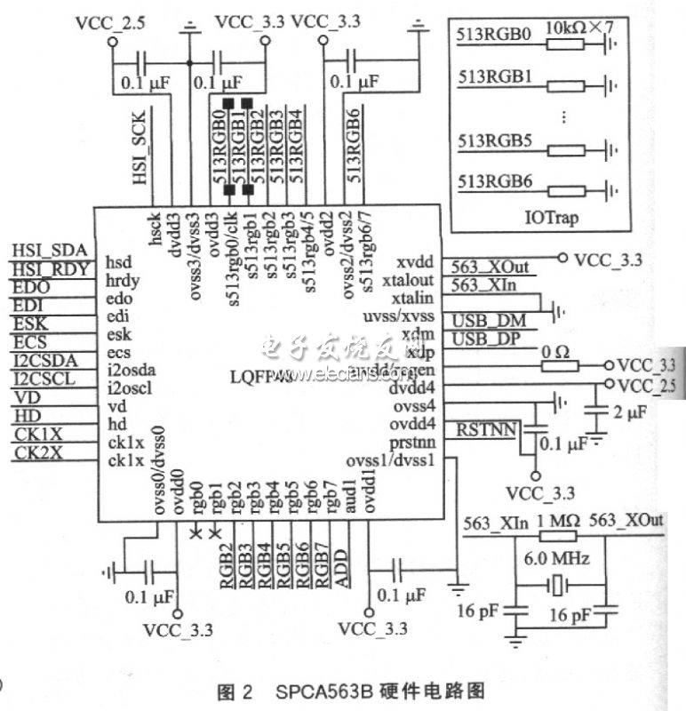 SPCA563B單片機硬件電路