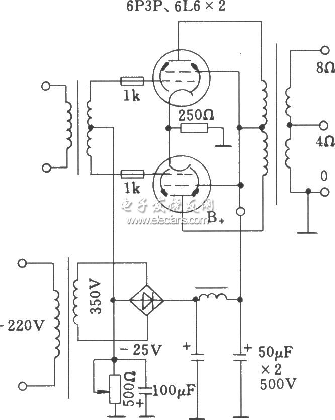 電子管固定柵負壓方式功放電路