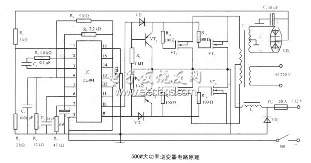 500W大功率變壓器電路