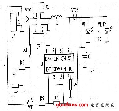 太陽能綠色照明燈電路圖