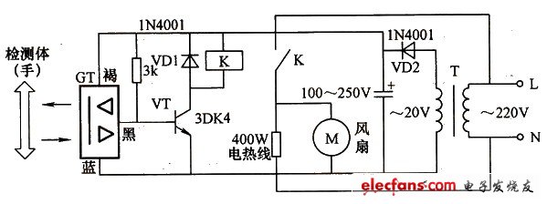 光電自動控制烘手電路