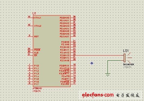  在Proteus 環境下用單片機控制蜂鳴器發聲的原理圖