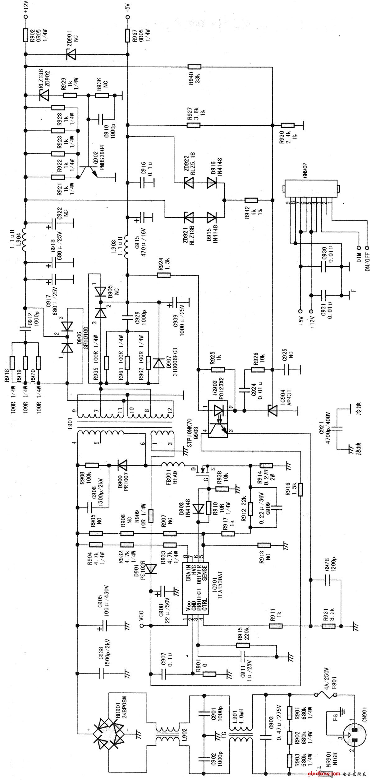 TEA1530AT構成的電源電路圖