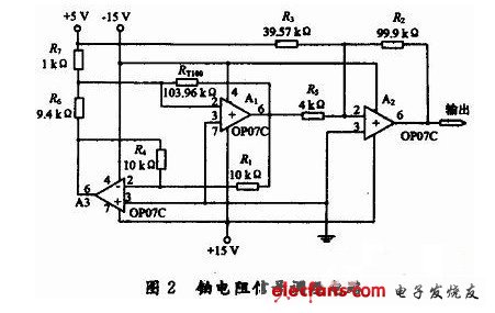 鉑電阻測溫調理電路