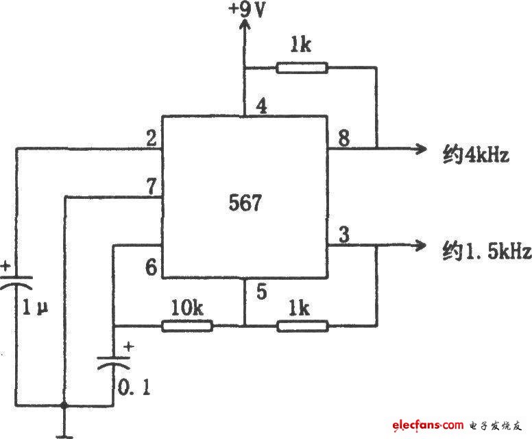 567音頻譯碼器構成的雙頻振蕩電路