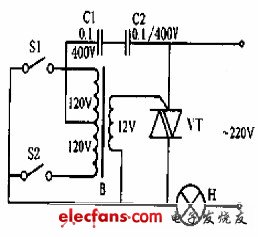 雙向晶閘管構成的兩地開關電路