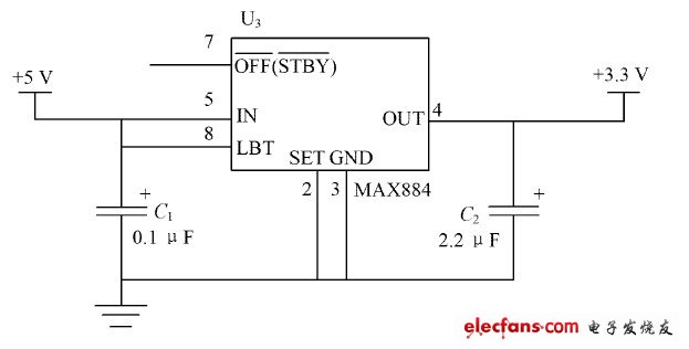 圖5  5 V 到3. 3 V 轉換電路