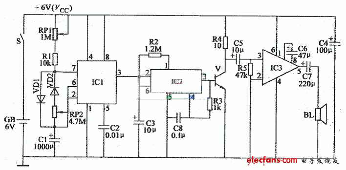 仿聲原理電子驅鼠器電路