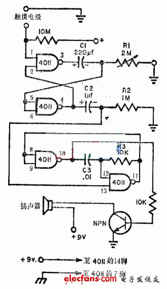 采用CD4011的警察警報器制作