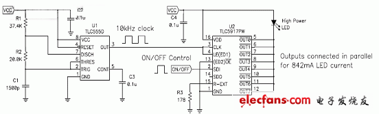 TLC555 定時器代替 LED 驅動器的微處理器