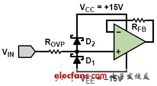 為運算放大器增加過壓保護（電子工程專輯）