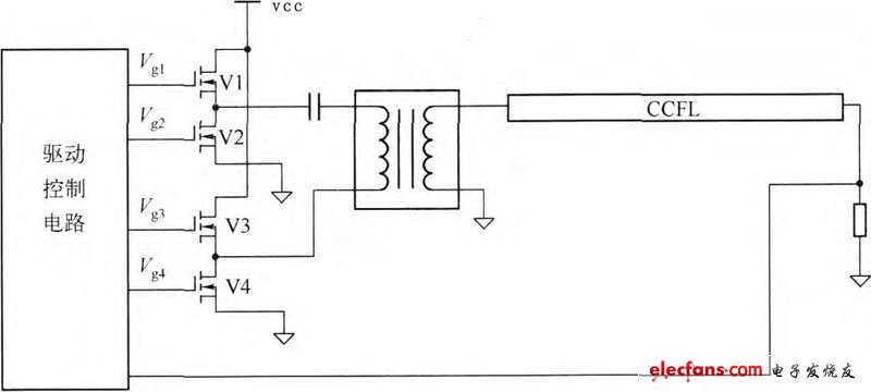 僅采用四只N溝道場效應管的全橋驅動電路
