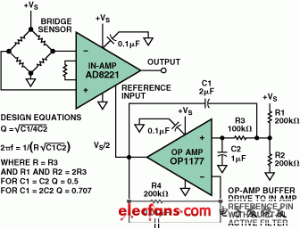 Analog Devices:將運算放大器緩沖器接成有源濾波器驅動儀表放大器的參考輸入引腳