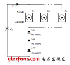 多個(gè)恒流二極管并聯(lián)以增大電流