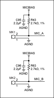 圖4. 兩路麥克風輸入電路。