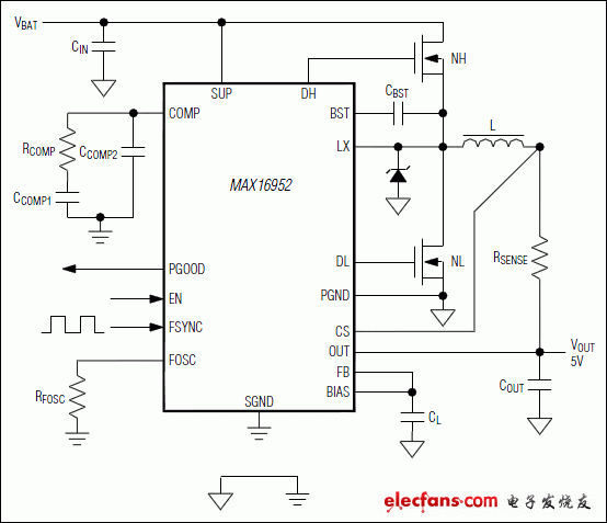 MAX16952：典型工作電路