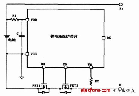 圖1 鋰電池保護(hù)原理圖