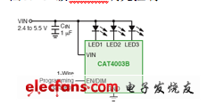 CAT4003B線性背光驅動器應用電路