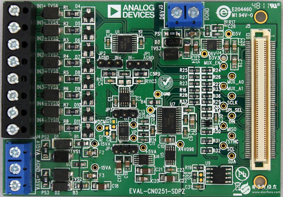 24位4.7Hz、4通道模擬數據采集系統電路圖