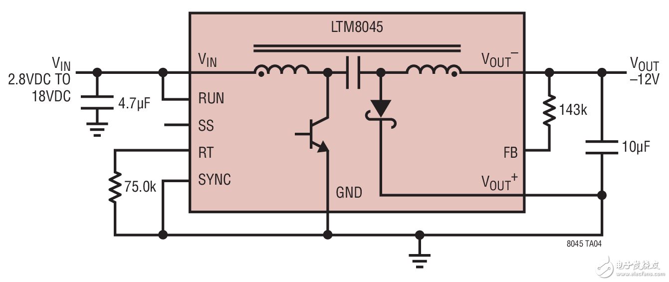 -12V Inverting Converter LTM8045 -12V 負輸出轉(zhuǎn)換器