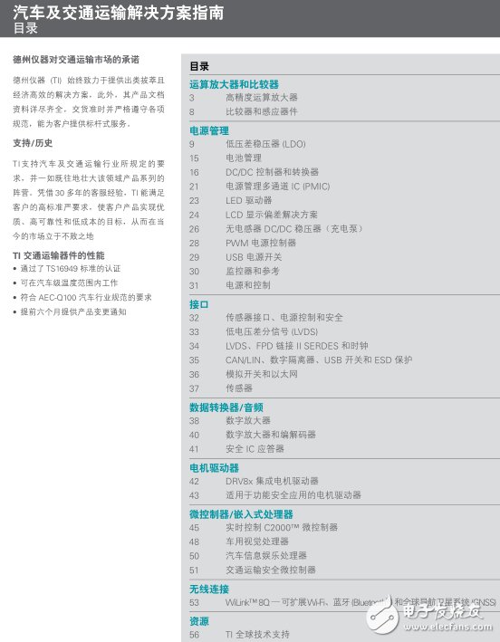 精華！TI汽車及交通解決方案指南。