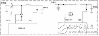 圖1 HT45F4M同步Boost與通用MCU二極管續流Boost對比