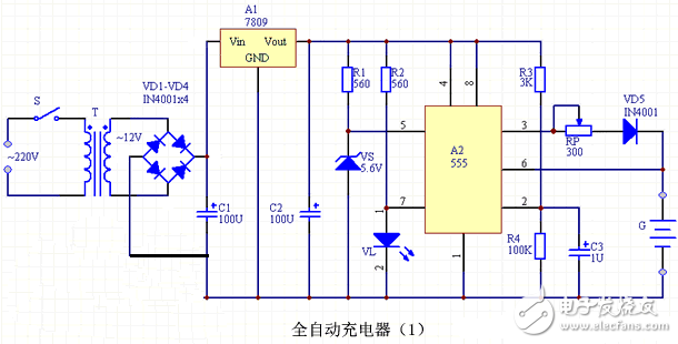 電路圖天天讀（24）：采用555時(shí)基全自動(dòng)快速充電電路設(shè)計(jì)