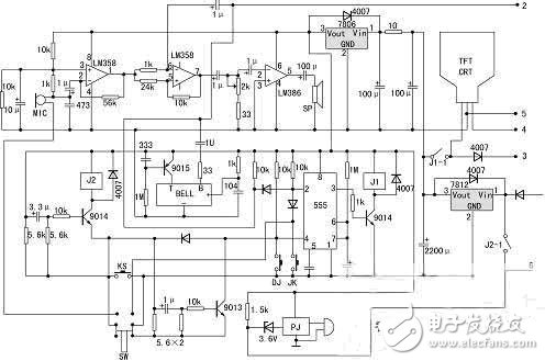 彩色壁掛可視門鈴整體電路設計