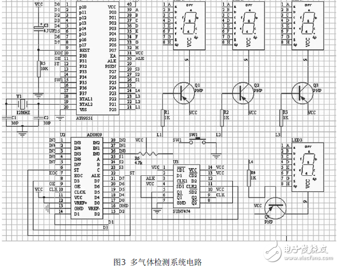 采用AT89C51多氣體檢測系統(tǒng)電路設計