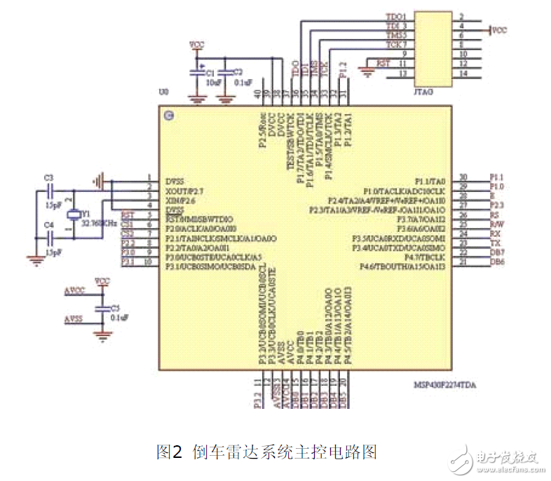 采用MSP430F2274單片機設計的倒車雷達電路