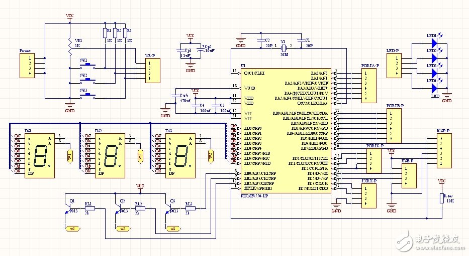 PIC數據采集系統接口電路設計圖