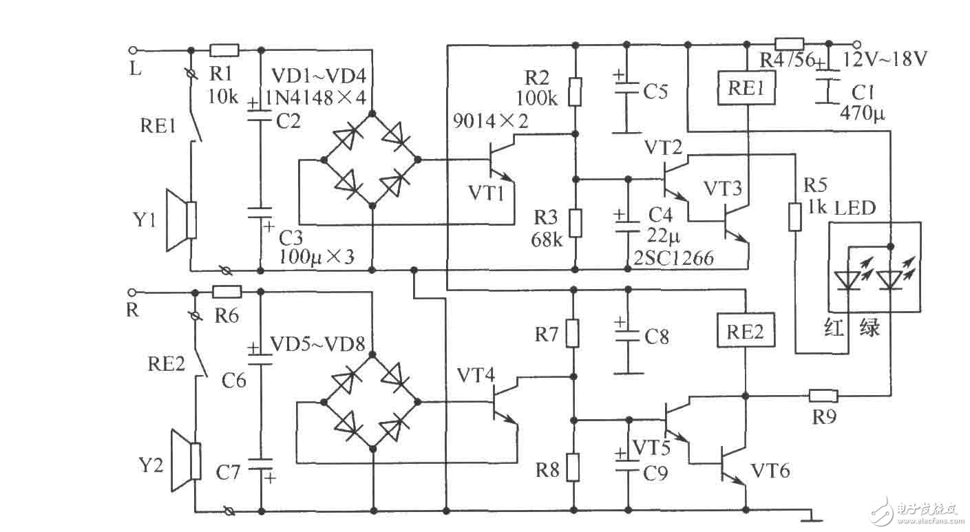 揚(yáng)聲器保護(hù)電路設(shè)計(jì)圖