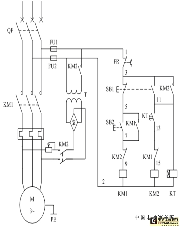 電動機(jī)全波能耗制動控制電路