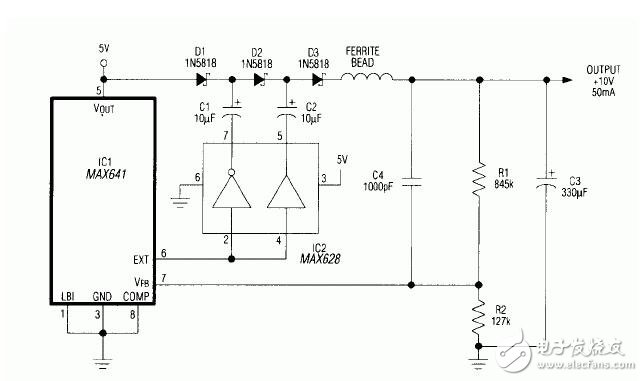 電荷泵調(diào)節(jié)delivers 50mA