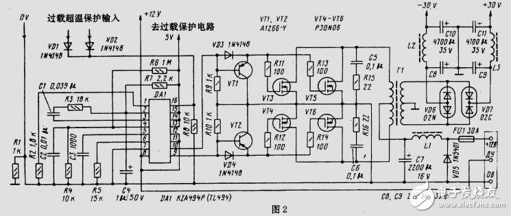 汽車功放升壓電源圖