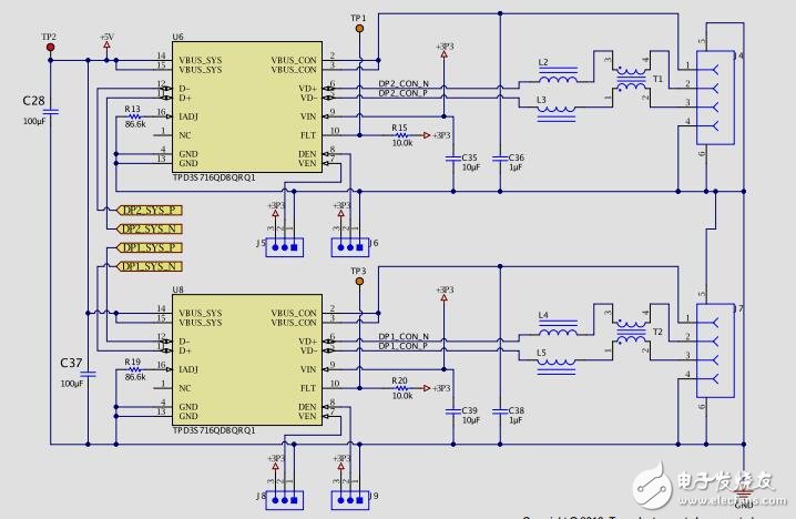 tida-00887：汽車雙2.4端口USB集線器，短電池保護的參考設計