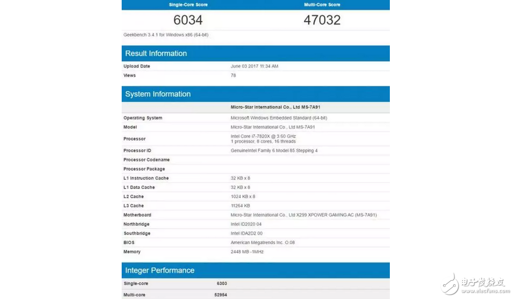 英特爾Skylake X處理器現(xiàn)身跑分庫：對比AMD Ryzen處理器結(jié)果有點(diǎn)