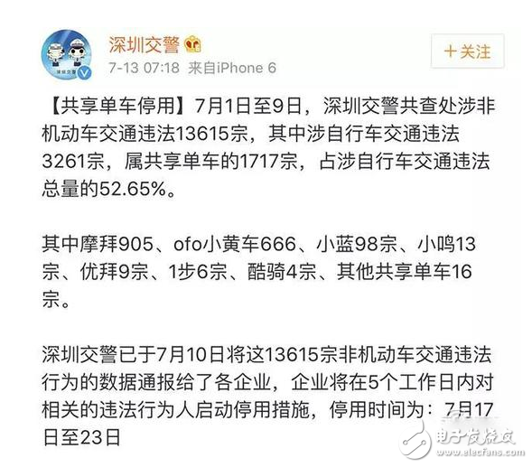 13615人被停用共享單車一周 　深圳發(fā)布開單車禁騎令