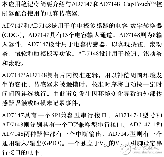 AD7147和AD7148 CapTouch控制器配合電容傳感器的應用設計