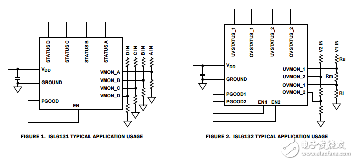多電壓監控芯片ISL6131, ISL6132