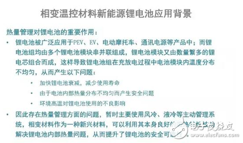 電池熱管理的根據與相變溫控材料對鋰電池管理系統的作用分析